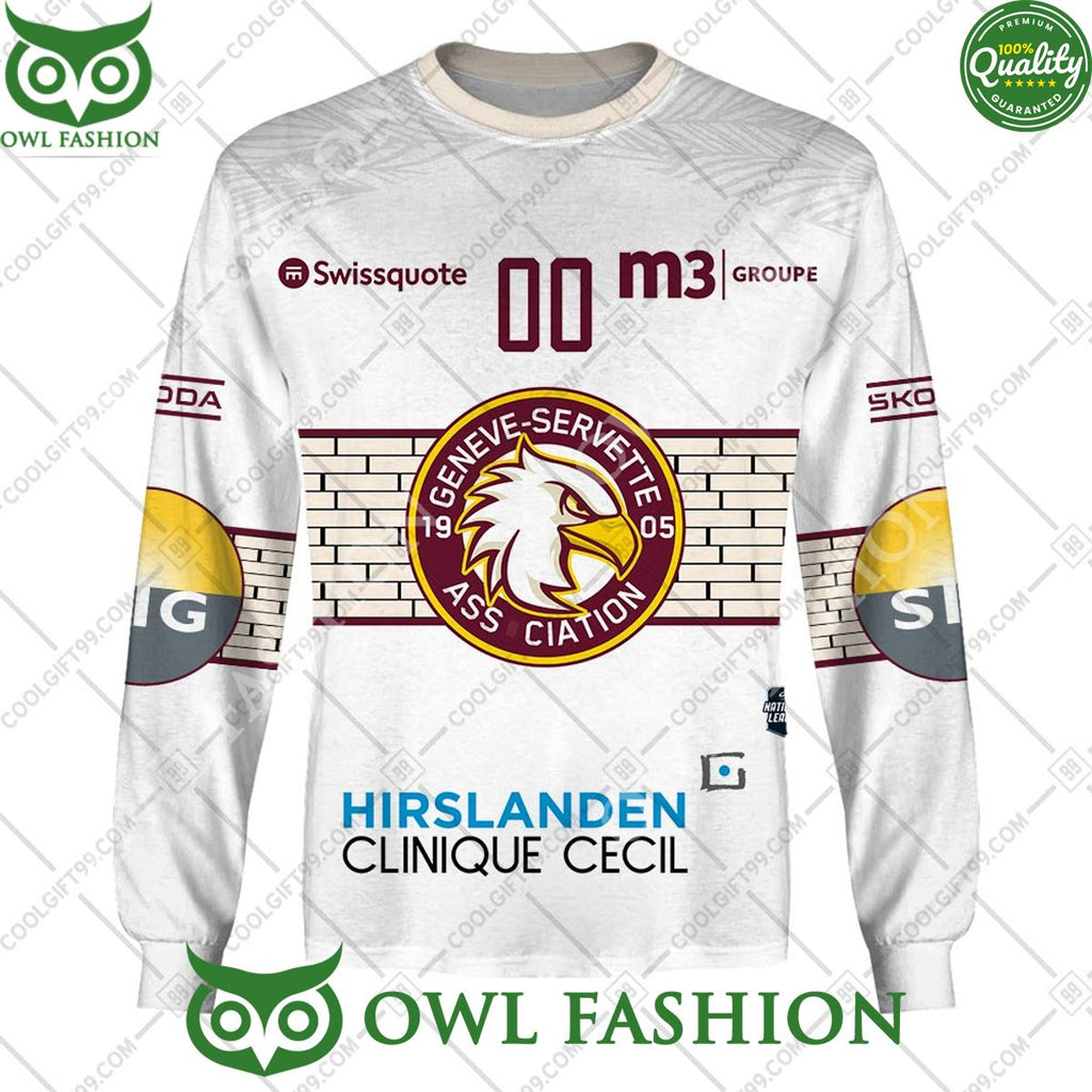Personalized Name and Number NL Hockey Geneve Servette HC Away jersey Style printed Hoodie shirt