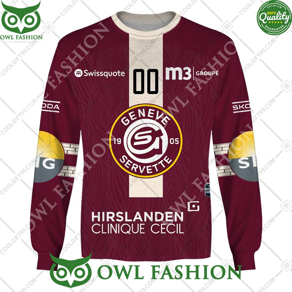 Personalized Name and Number NL Hockey Geneve Servette HC Home jersey Style printed Hoodie shirt