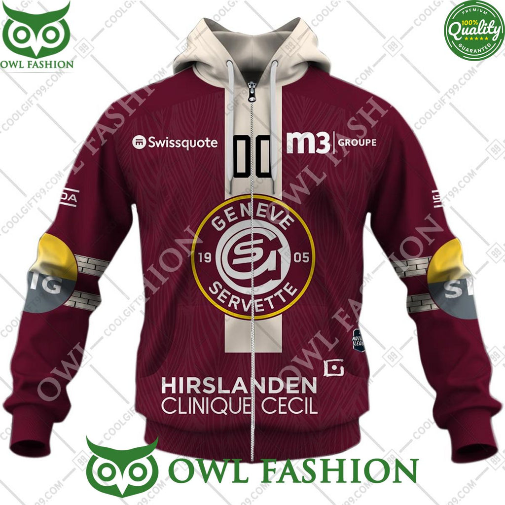Personalized Name and Number NL Hockey Geneve Servette HC Home jersey Style printed Hoodie shirt