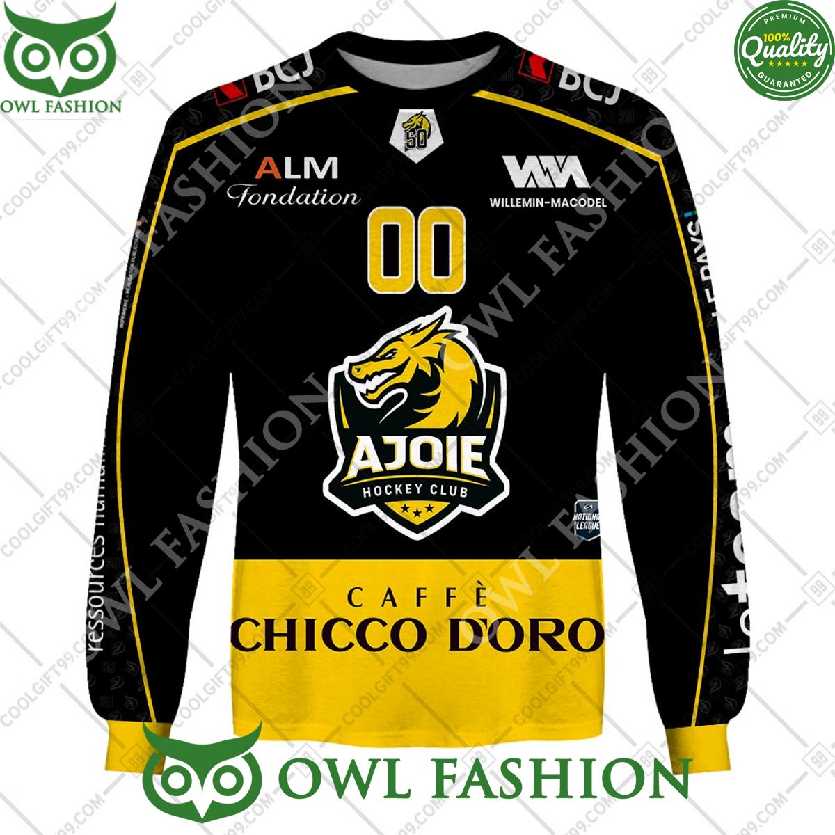 Personalized Name and Number NL Hockey HC Ajoie Home jersey Style printed Hoodie shirt