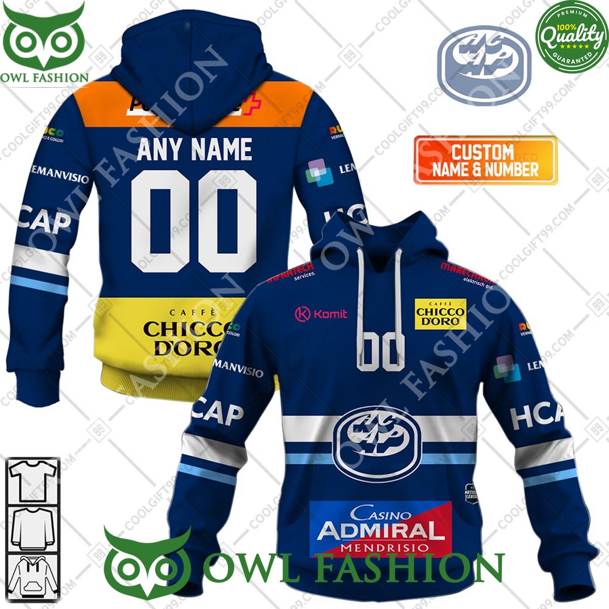 Personalized Name and Number NL Hockey HC Ambri Piotta Home jersey Style printed Hoodie shirt