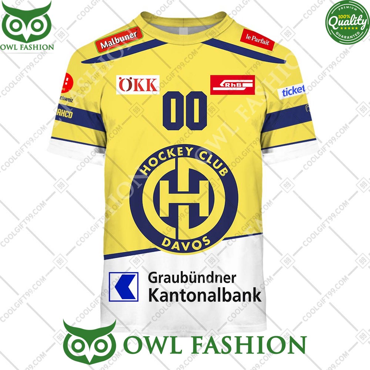 Personalized Name and Number NL Hockey HC Davos Away jersey Style printed Hoodie shirt