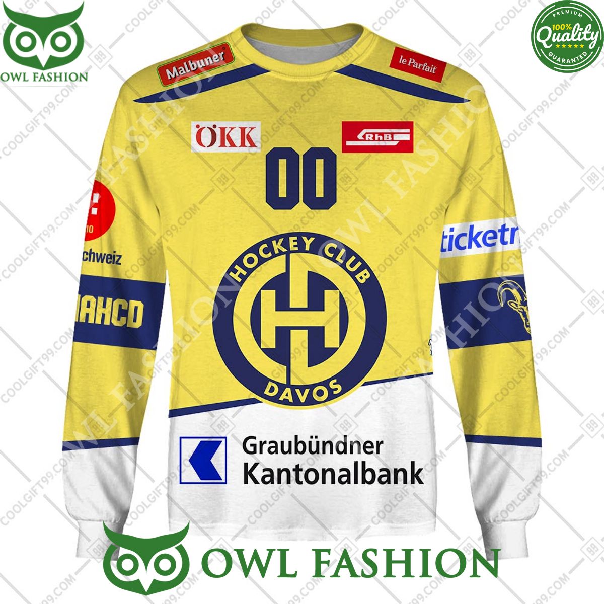 Personalized Name and Number NL Hockey HC Davos Away jersey Style printed Hoodie shirt
