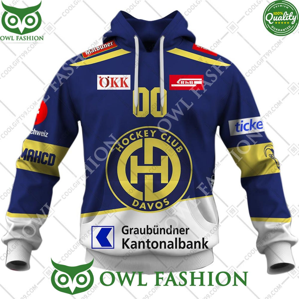 Personalized name and number NL Hockey HC Davos Home jersey Style printed Hoodie shirt