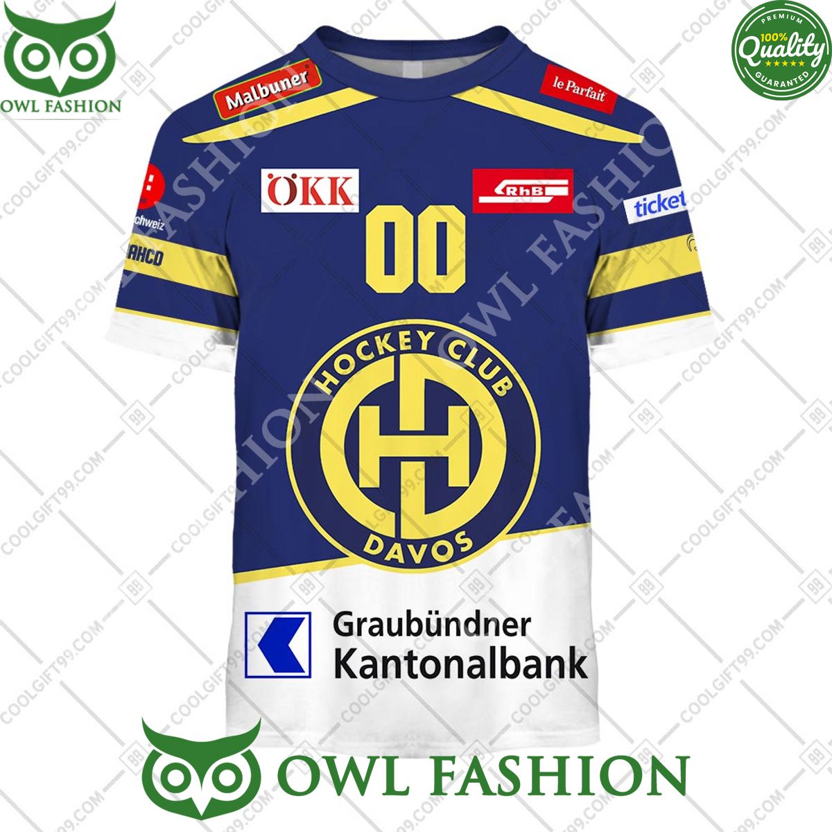 Personalized name and number NL Hockey HC Davos Home jersey Style printed Hoodie shirt