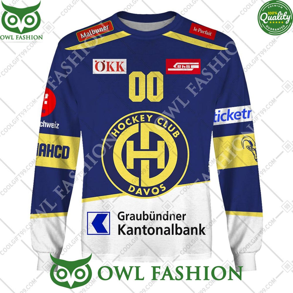 Personalized name and number NL Hockey HC Davos Home jersey Style printed Hoodie shirt