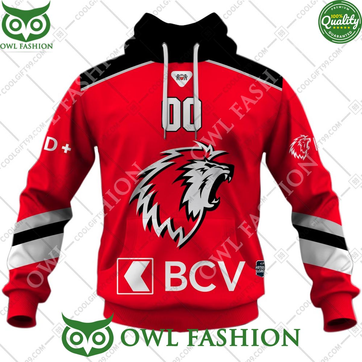 Personalized Name and Number NL Hockey Lausanne HC Home jersey Style printed Hoodie shirt