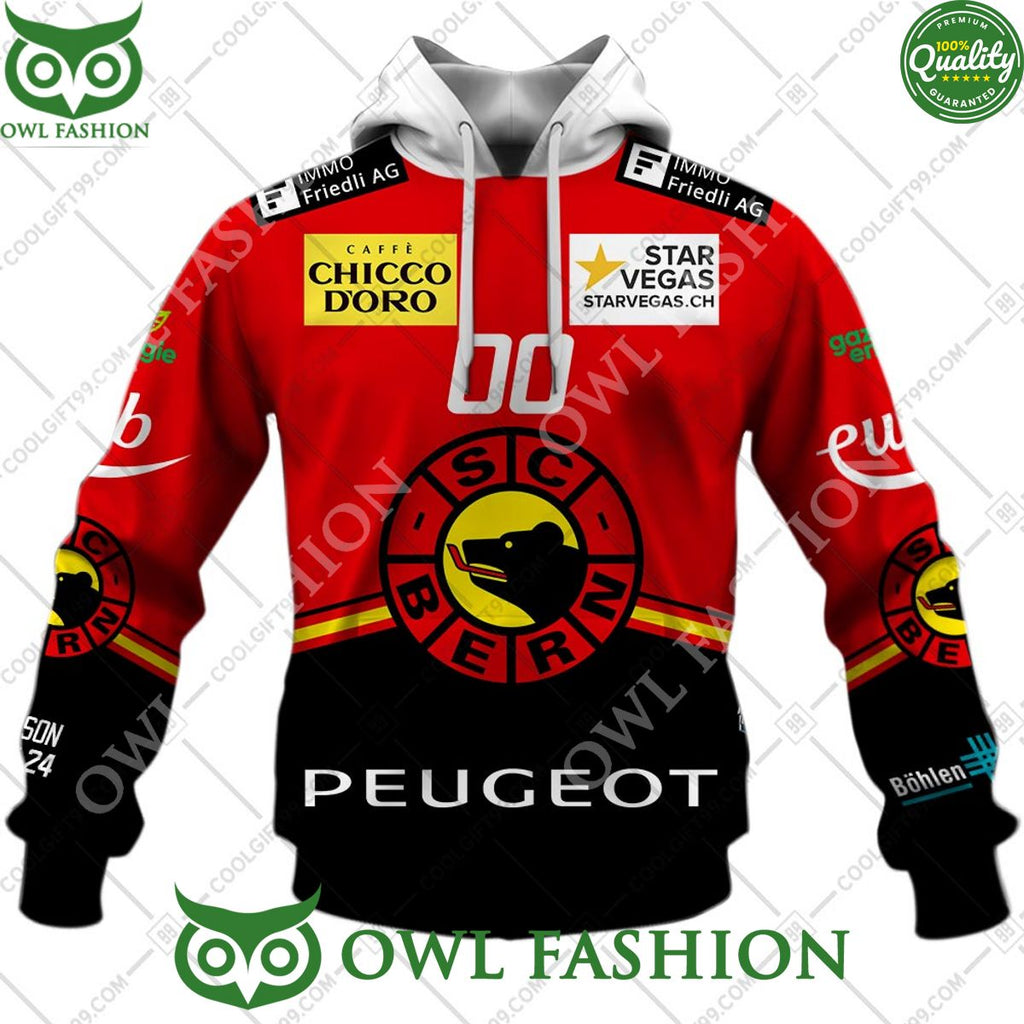 Personalized Name and Number NL Hockey SC Bern Home jersey Style printed Hoodie shirt