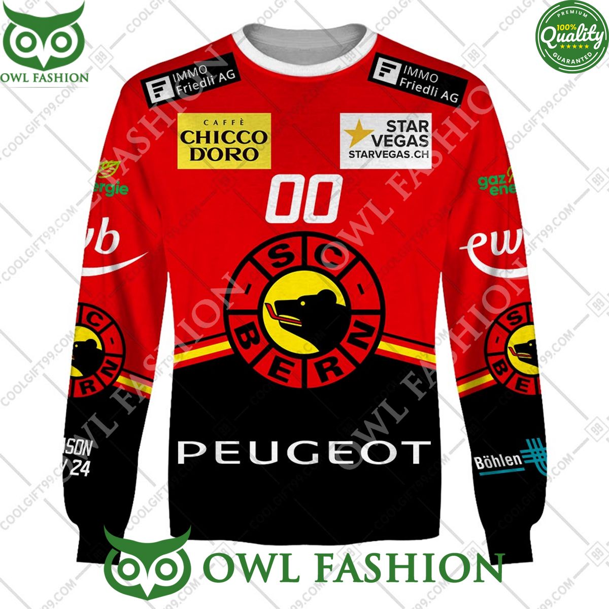 Personalized Name and Number NL Hockey SC Bern Home jersey Style printed Hoodie shirt