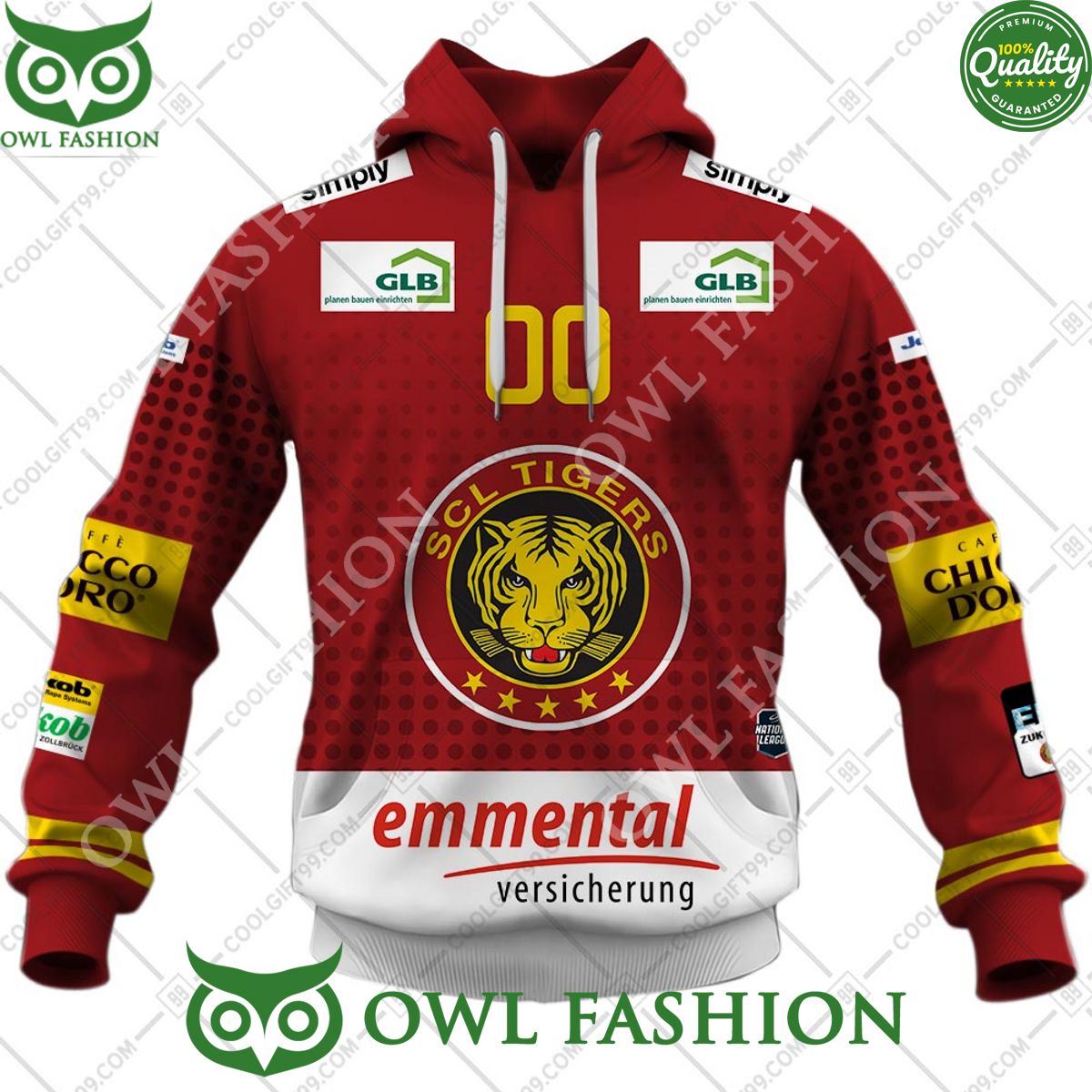 Personalized Name and Number NL Hockey SCL Tigers Home jersey Style printed Hoodie shirt