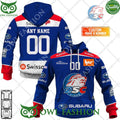 Personalized Name and Number NL Hockey ZSC Lions Home jersey Style printed Hoodie shirt
