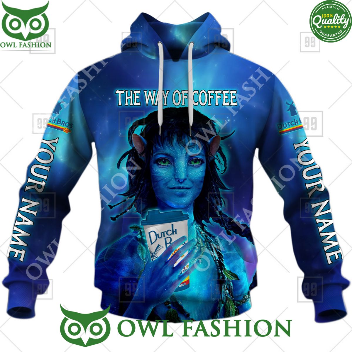 Personalized Name Avatar 2 The Way Of Water Dutch Bros Coffee 3D Printed Hoodie