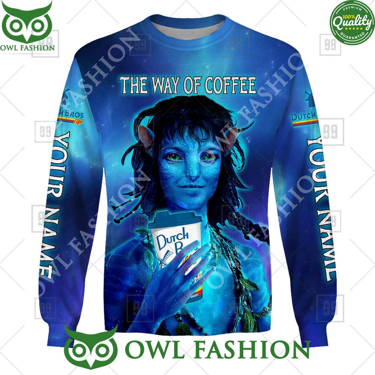 Personalized Name Avatar 2 The Way Of Water Dutch Bros Coffee 3D Printed Hoodie