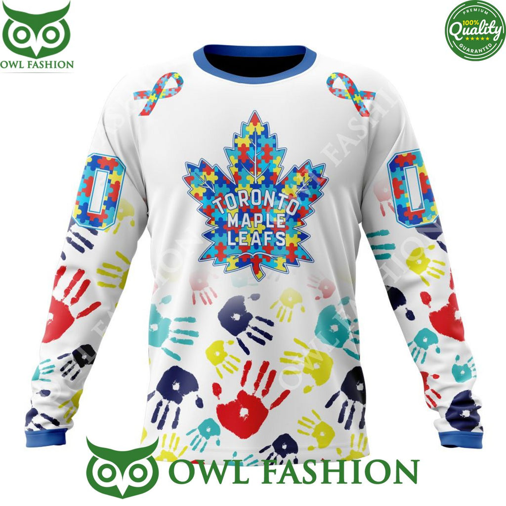 Personalized NHL Toronto Maple Leafs Autism Awareness Hand Pattern Paint hoodie shirt