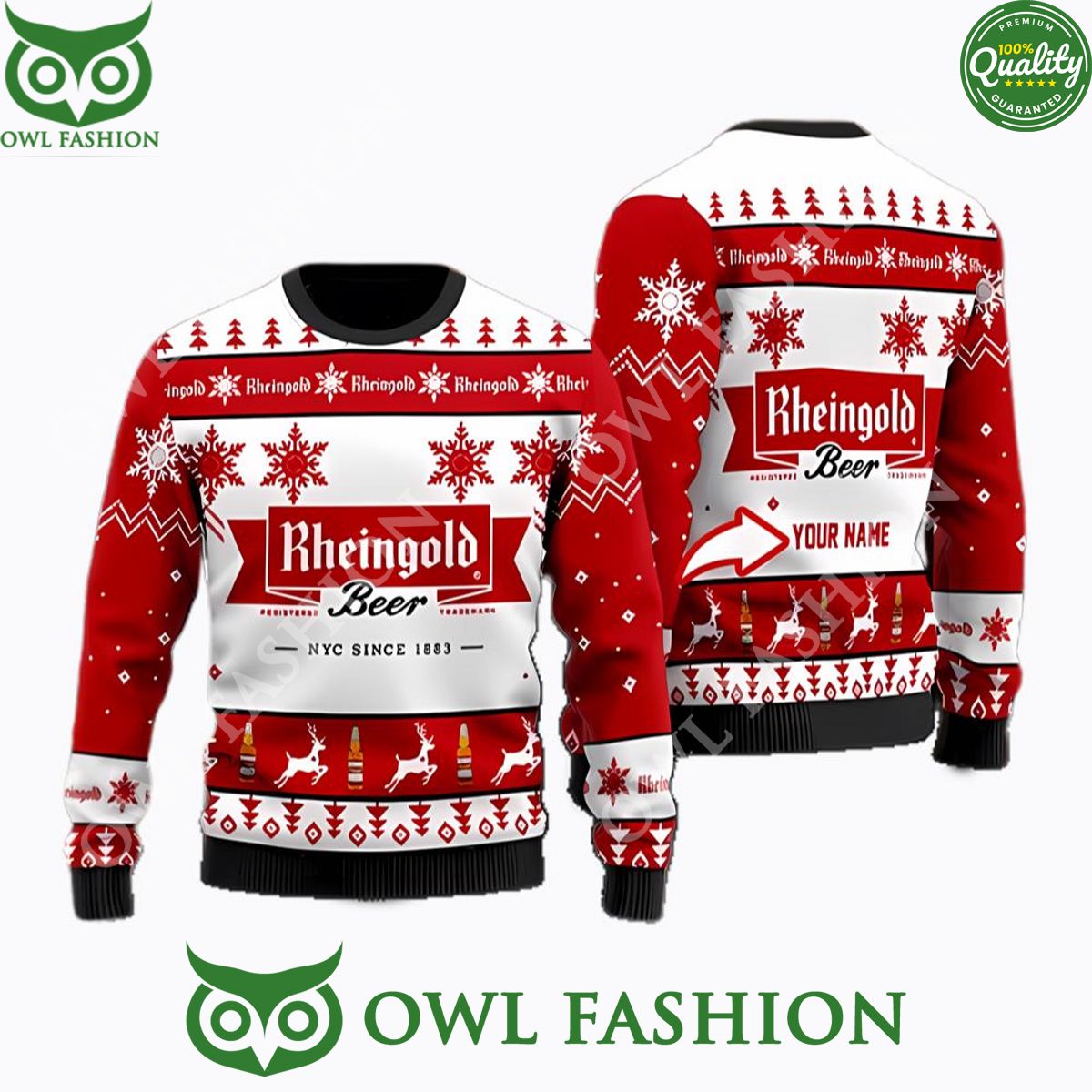 Personalized Rheingold Beer Christmas Sweater Jumper