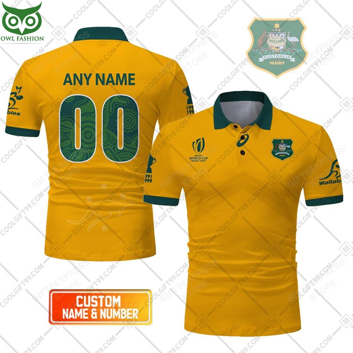 Personalized Rugby World Cup 2023 Australia Rugby Wallabies Home Jersey Style Polo Shirt
