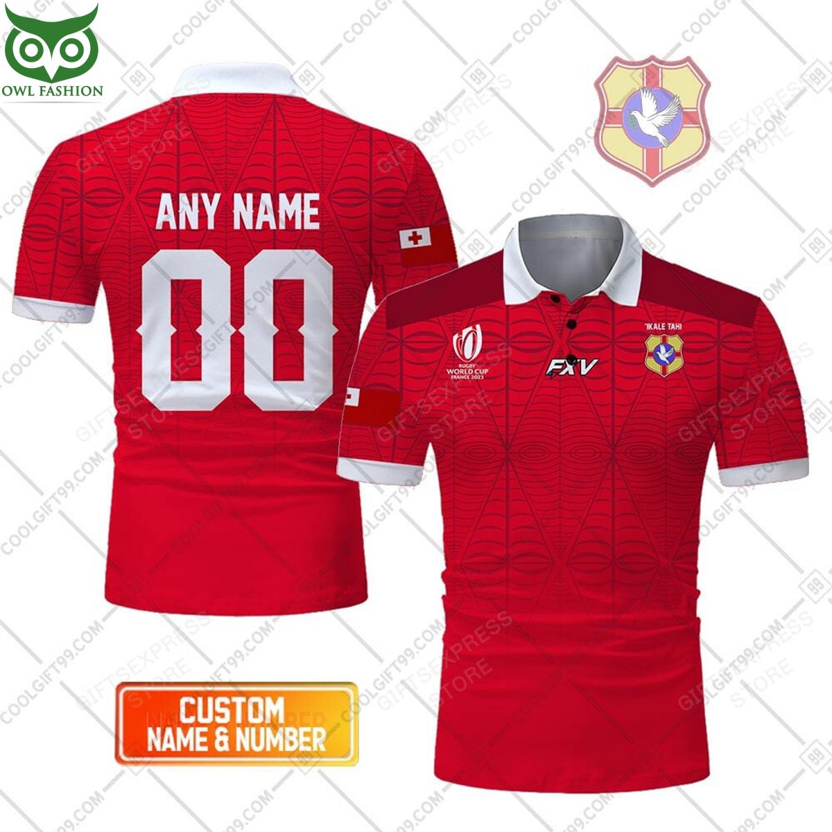 Personalized Rugby World Cup 2023 Tonga Rugby Home Jersey Style Polo Shirt
