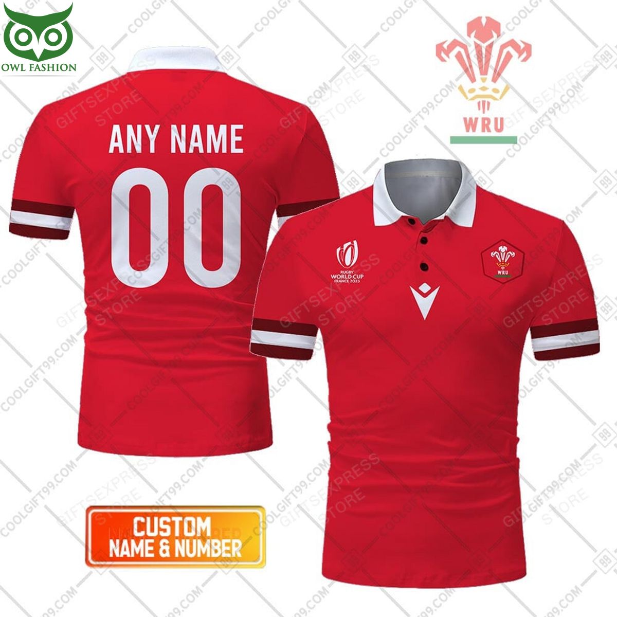 Personalized Rugby World Cup 2023 Wales Rugby Home Jersey Style Polo Shirt