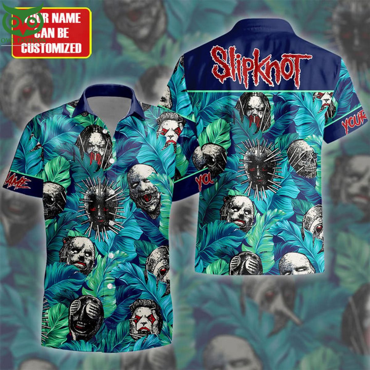 Personalized Slipknot Halloween Horror Characters Blue Hawaii Shirt