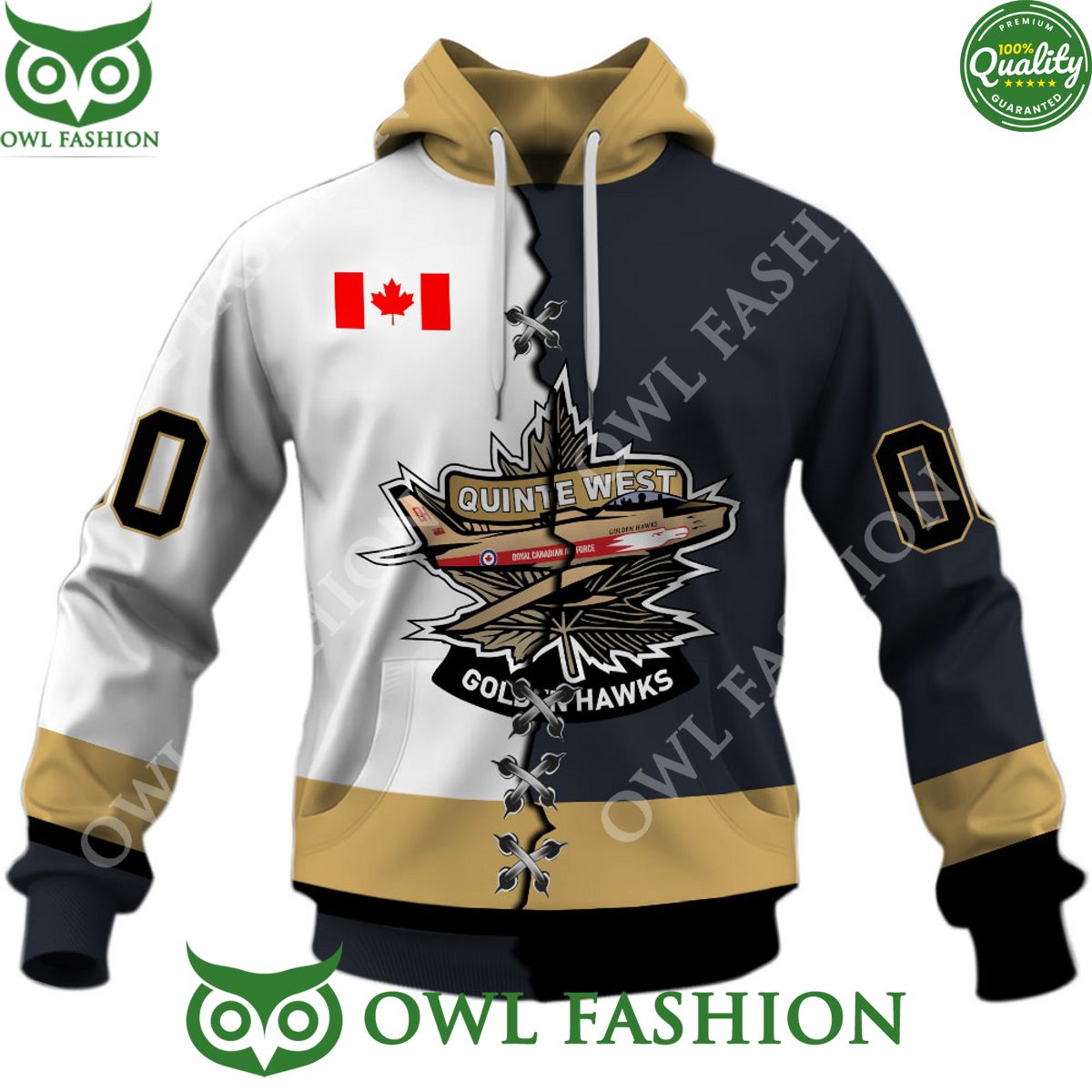 Personalized Trenton Golden Hawks Canadian Ontario Junior Ice Hockey Mix Style Printed Hoodie