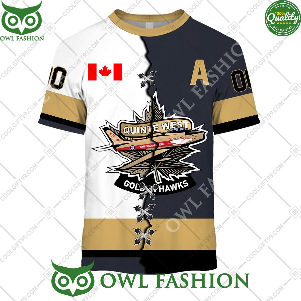 Personalized Trenton Golden Hawks Canadian Ontario Junior Ice Hockey Mix Style Printed Hoodie