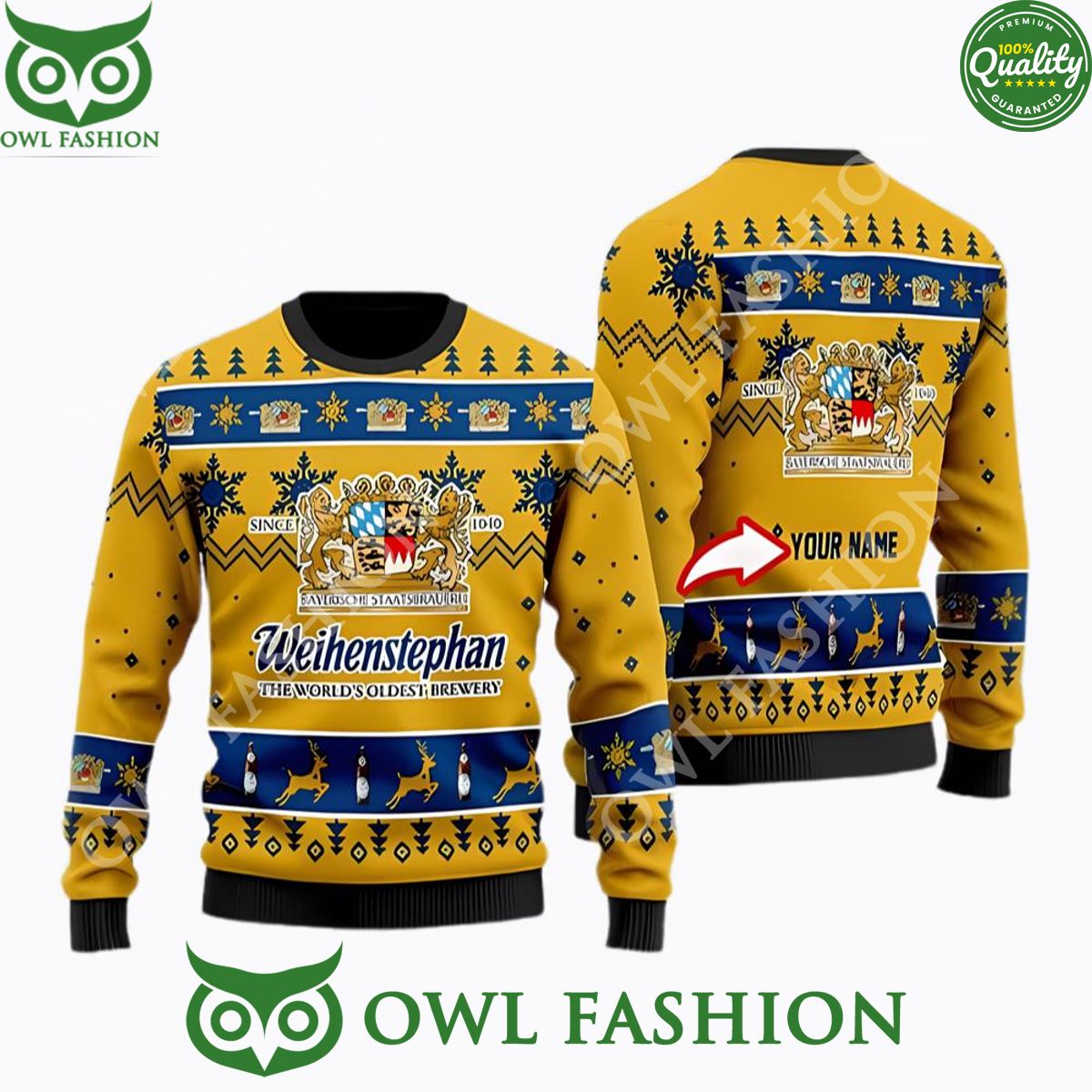 Personalized Weihenstephan Beer Christmas Gift Christmas Sweater Jumper