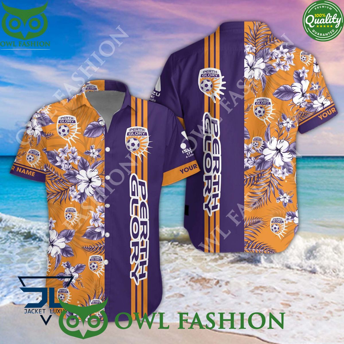 Perth Glory A League Football Hawaiian shirt and short