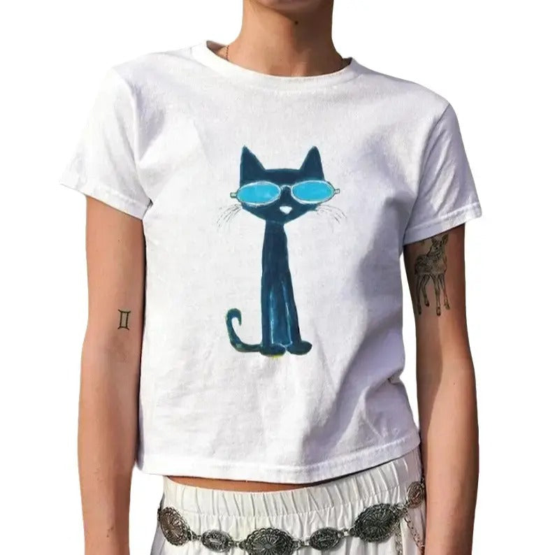 pete the cat graphic baby tee, Y2K Baby Tee, Coquette Cotton Top Fashion Fit Hoodie, Sweatshirt | RetroVerseTees.com