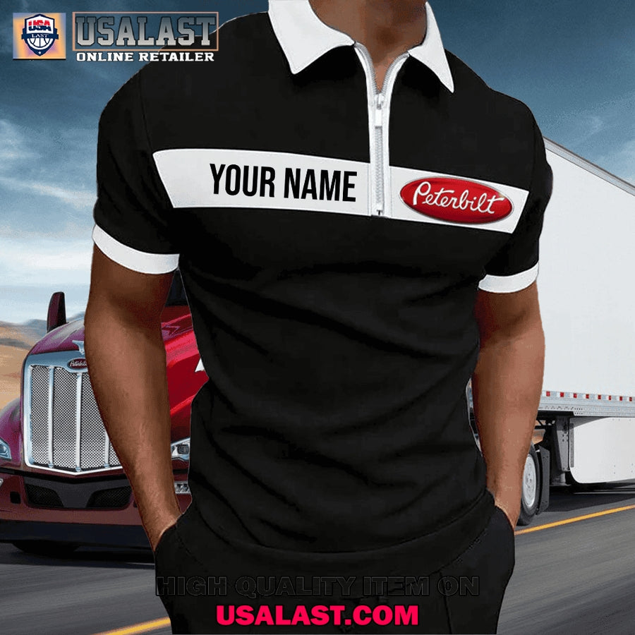 Peterbilt Custom Name Zipper Men Polo