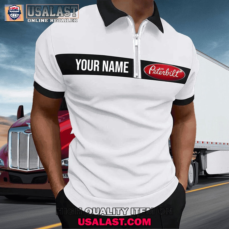 Peterbilt Custom Name Zipper Men Polo