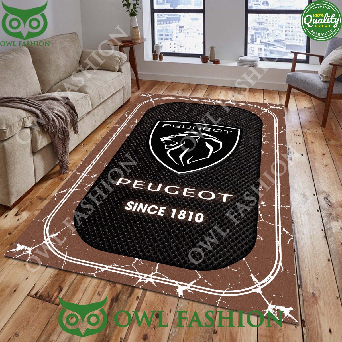 Peugeot French luxury car company since 1896 stone marble rug carpet