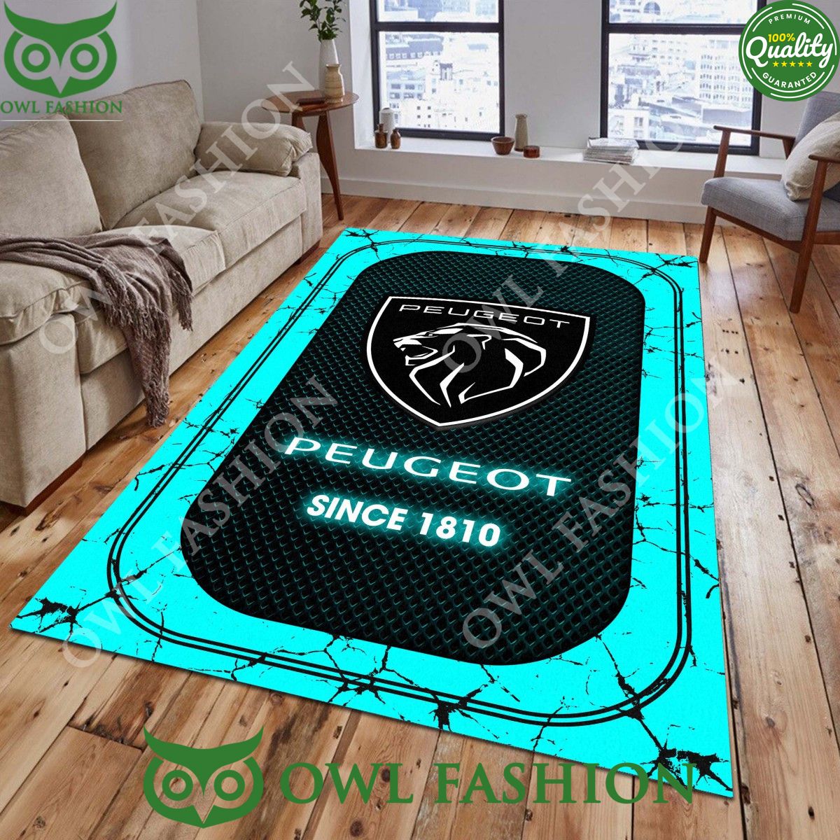 Peugeot French luxury car company since 1896 stone marble rug carpet