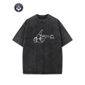 "pew Pew!" Creative Pattern Printing Heavy 230g Pure Cotton Oversized Drop Shoulder T-shirt Washed T-shirt Men'WB shield...