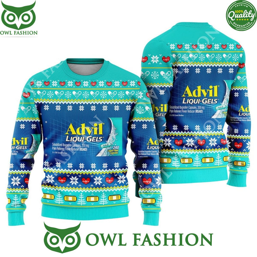 Pharmacy Nurse Medical Advil Liquigels Ugly Christmas Sweater Jumper