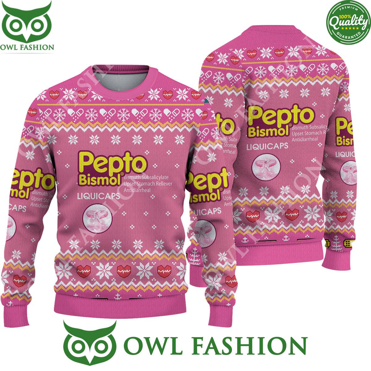 Pharmacy Nurse Medical pepto bismol liquicaps Ugly Christmas Sweater Jumper