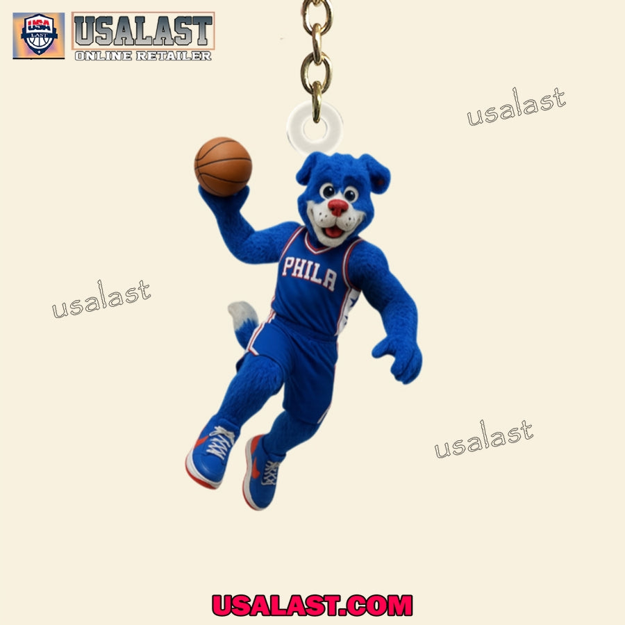 Philadelphia 76ers Mascot Basketball Keychain, Hanging Ornament