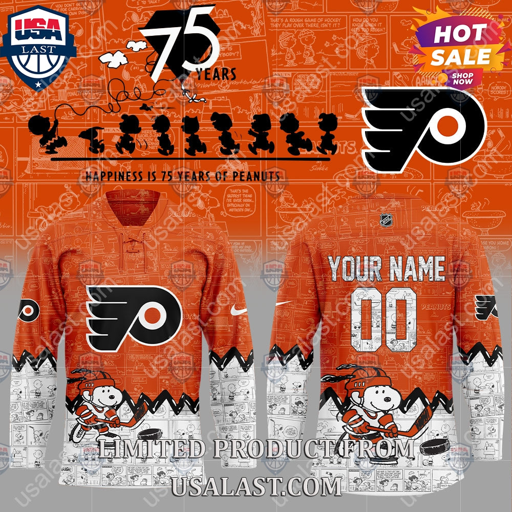 Philadelphia Flyers NHL Happiness Is 75th Anniversary of Peanuts Hoodie