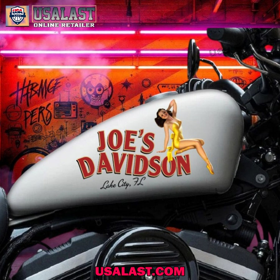 Pin Up Girl Motorcycle Custom Text Decal