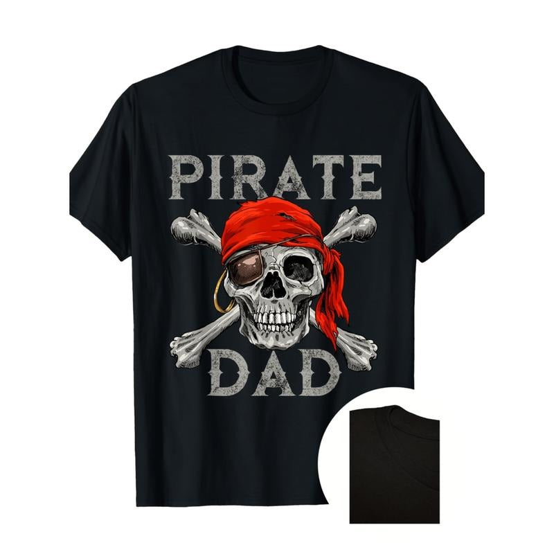 pirate dad graphic Lightsaber brand shirt 100 cotton knit fabric regular neck tee digital heat transfer pattern short...