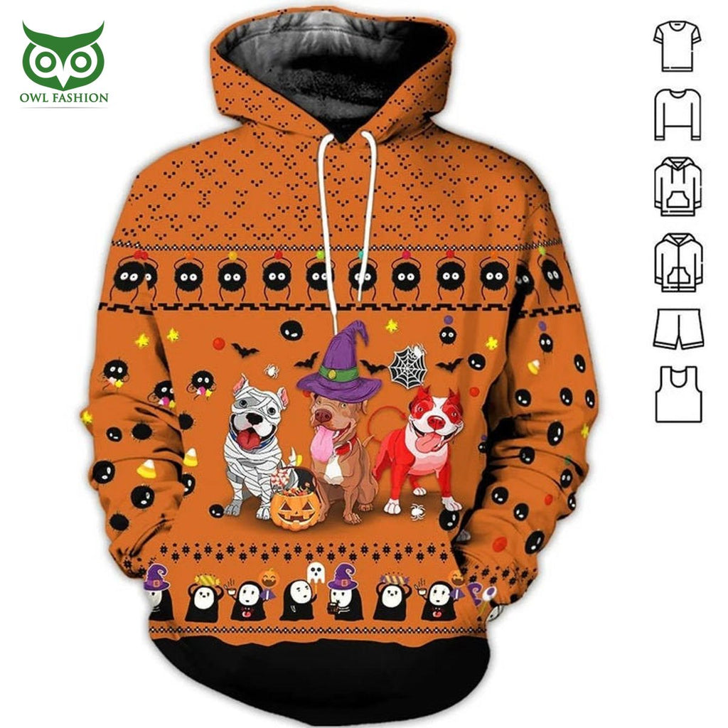 Pitbull Halloween Dog Breeds Halloween Gift 3D Hoodie