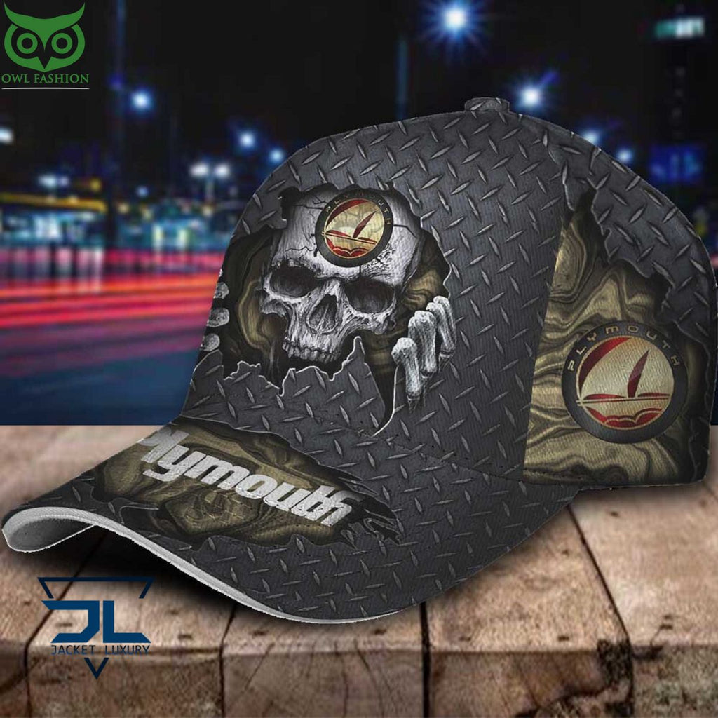 Plymouth Car Skull Metal New Classic Cap