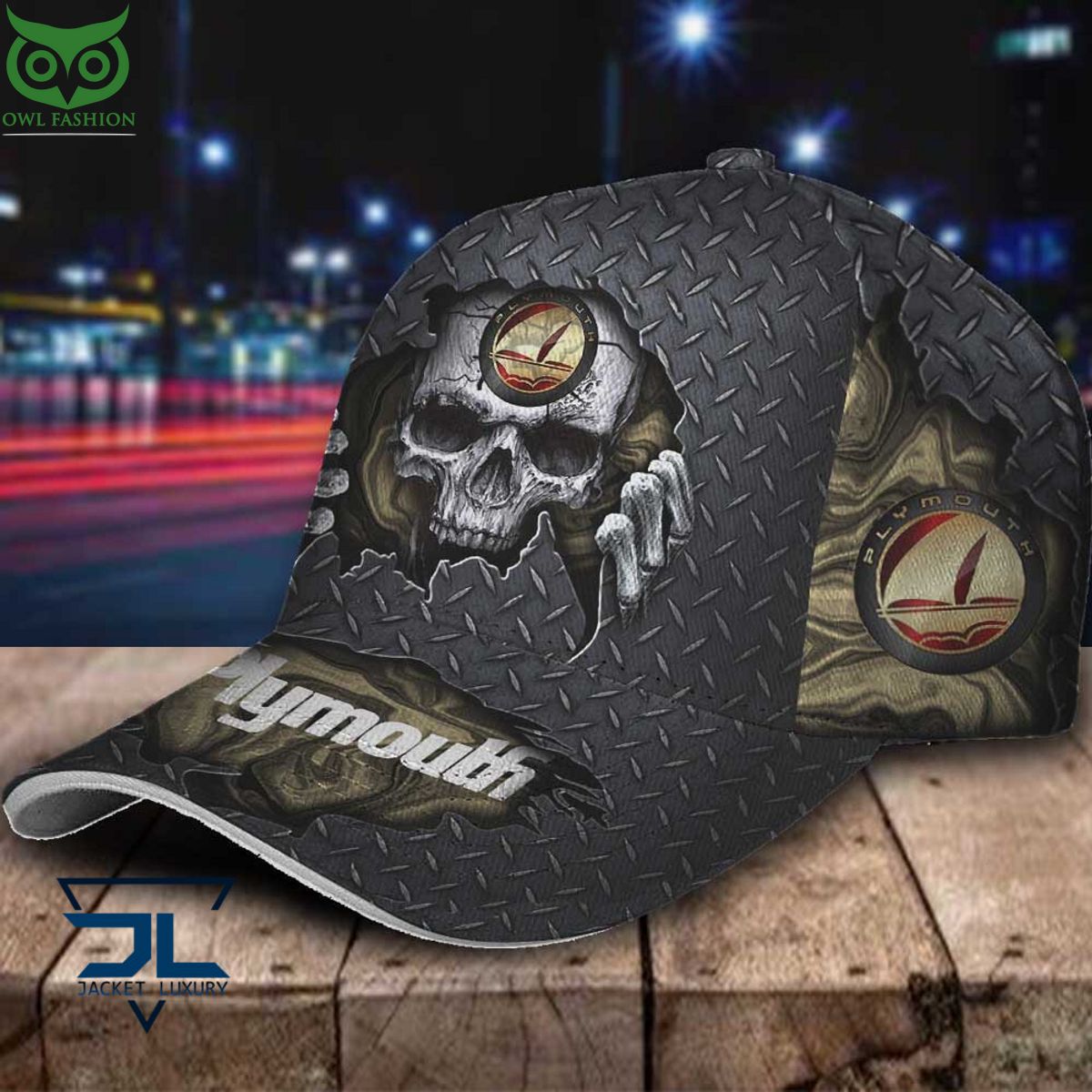 Plymouth Car Skull Metal New Classic Cap
