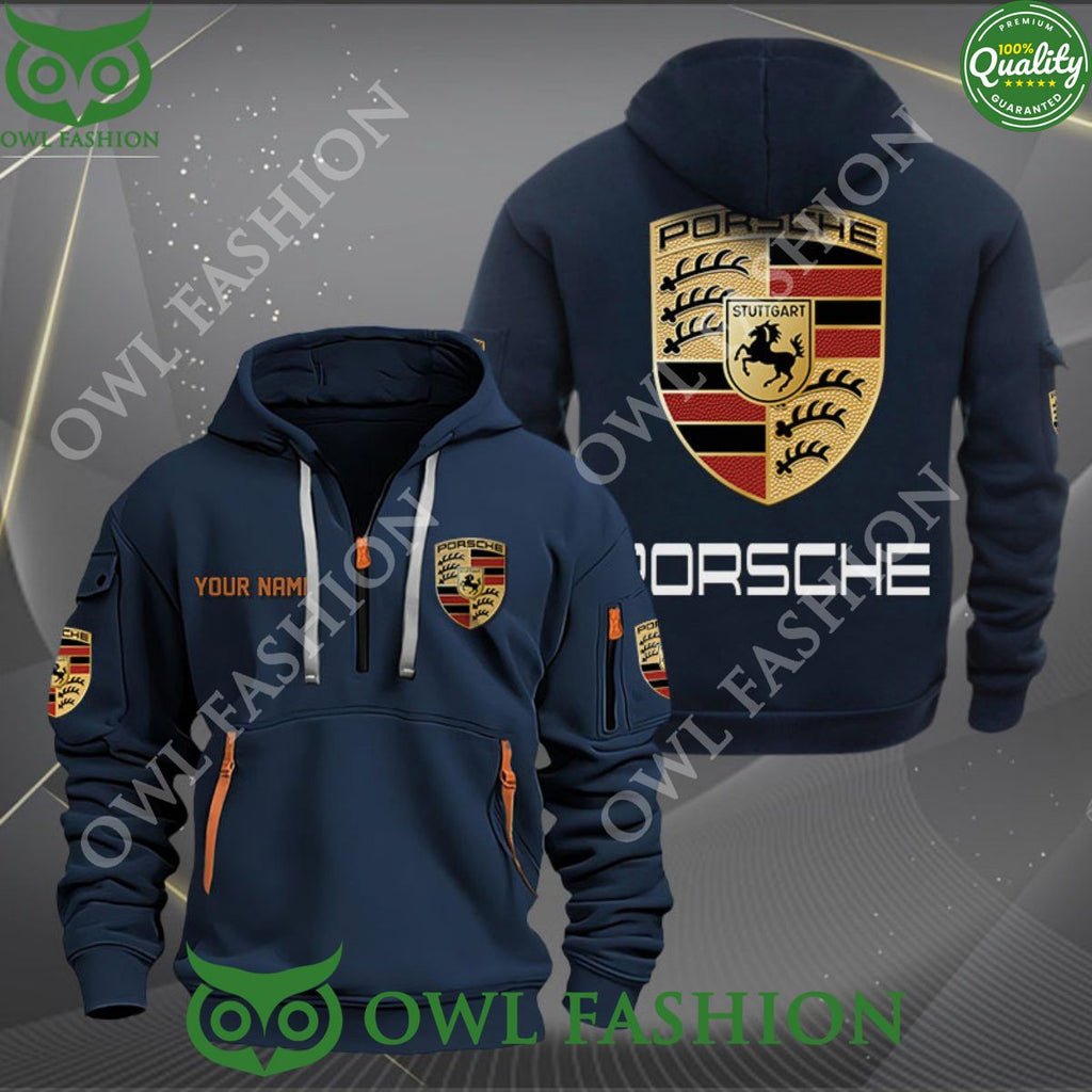 Porsche Car Brand Customized 2D Half Zipper Hoodie