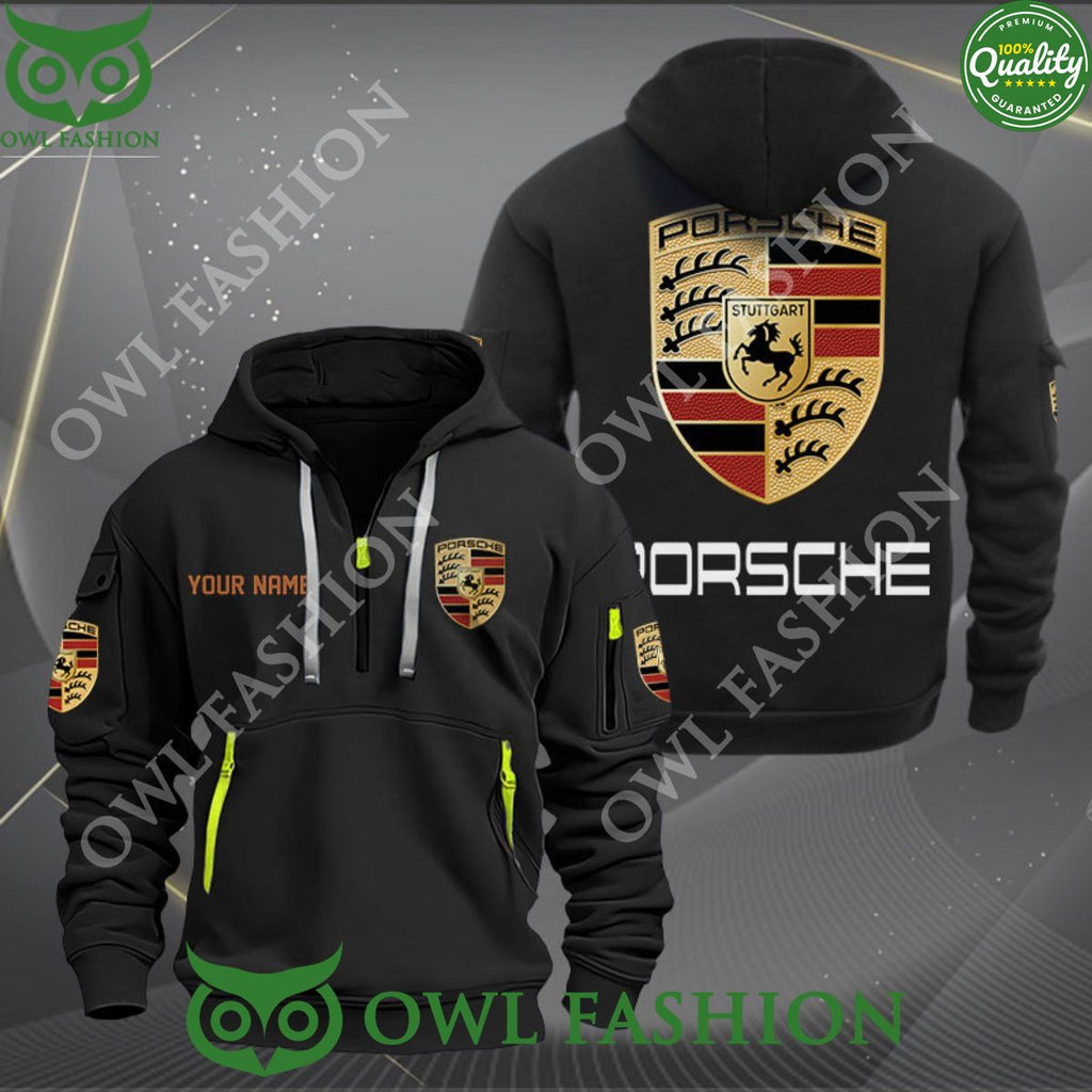 Porsche Car Brand Customized 2D Half Zipper Hoodie