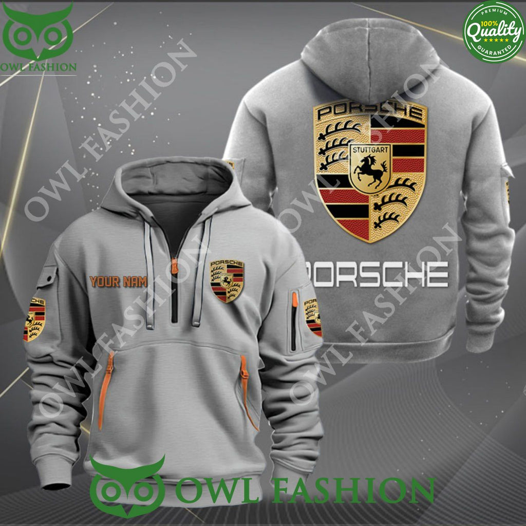 Porsche Car Brand Customized 2D Half Zipper Hoodie