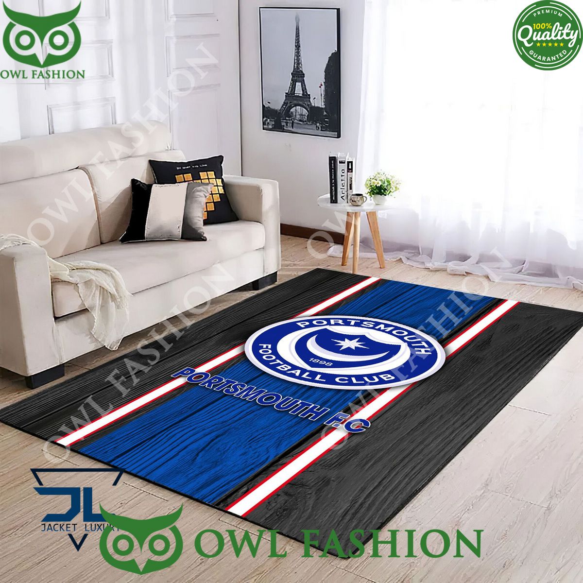 Portsmouth F.C EFL Football Living room Rug Carpet Decor
