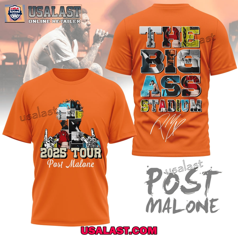 Post Malone 2025 Tour The Big Ass Stasdium 3D Shirt