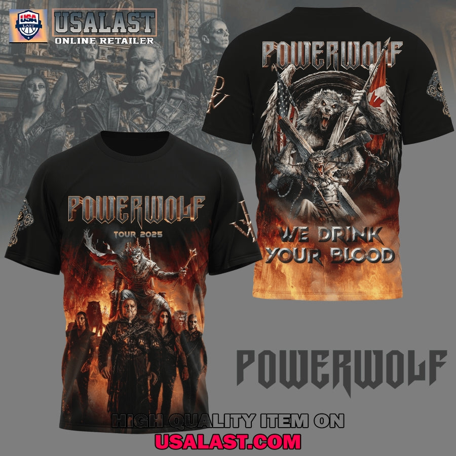 Powerwolf Tour 2025 We Drink Your Blood 3D Shirt