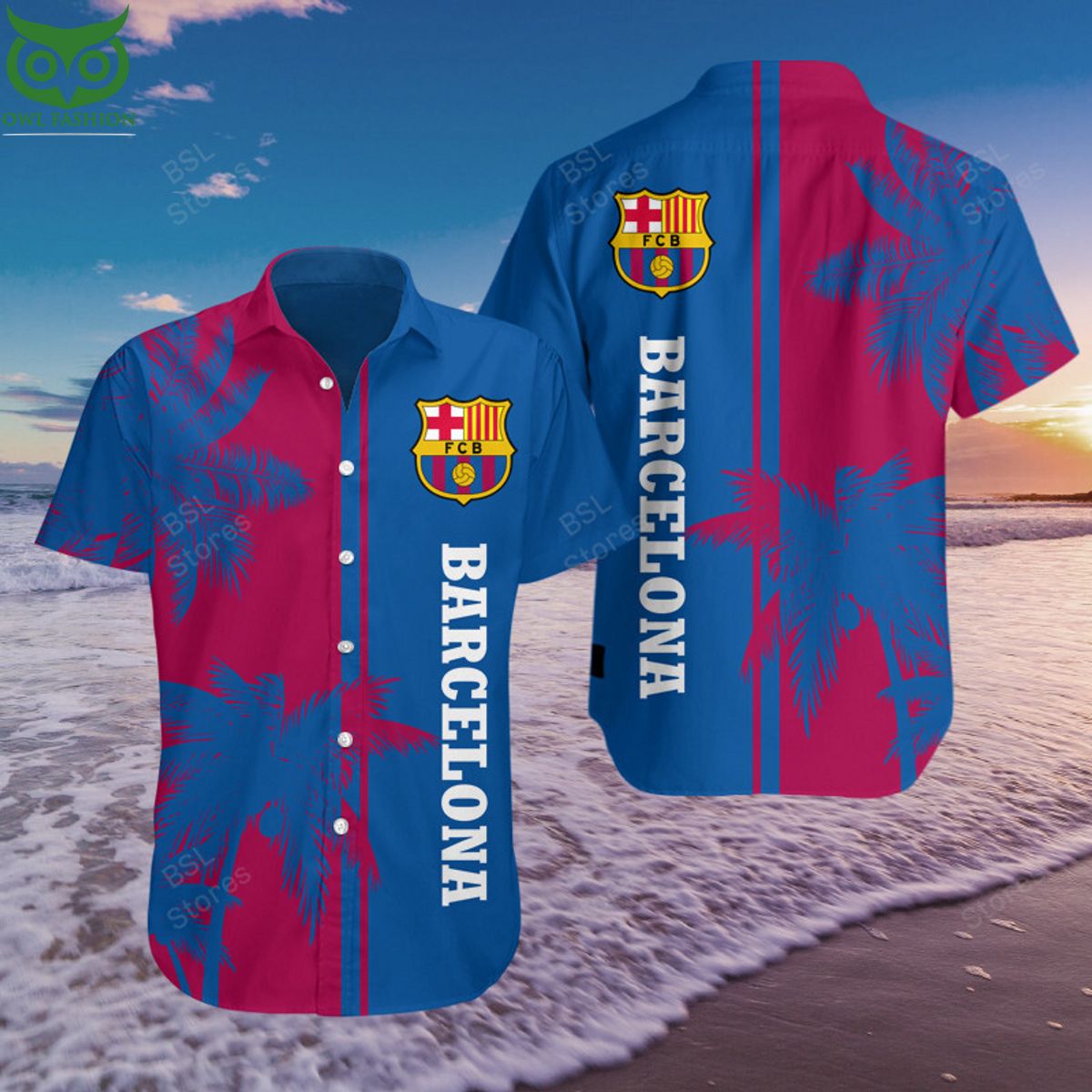 Premium Barcelona UEFA LaLiga Hawaiian Shirt Short