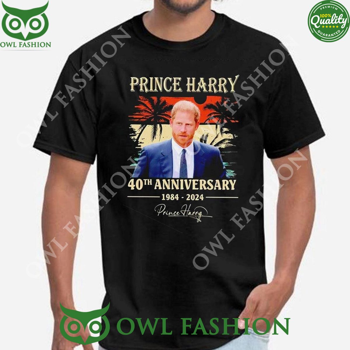 Prince Harry 40th Anniversary 1984 2024 Signature 2D t shirt